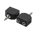 thumbnail image 1 of 2pcs 3.5mm 1 To 2 Male To Female Double Mono Headphone Microphone Y Splitter Converter Stereo Audio Jack Plug Adapter Black, 1 of 1