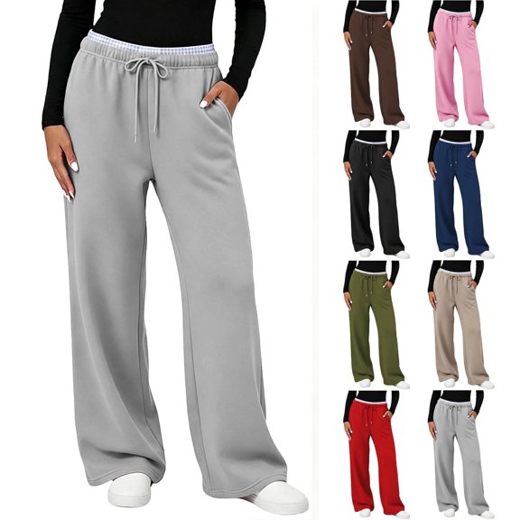 Tsivenald Sweatpants for Women Baggy Sweat Pants for Women Elastic Waist Drawstring with Pockets Casual Gym Lounge Workout Pants