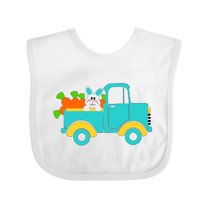 Inktastic Cute Easter Bunny in Blue Truck with Carrots Boys or Girls Baby Bib