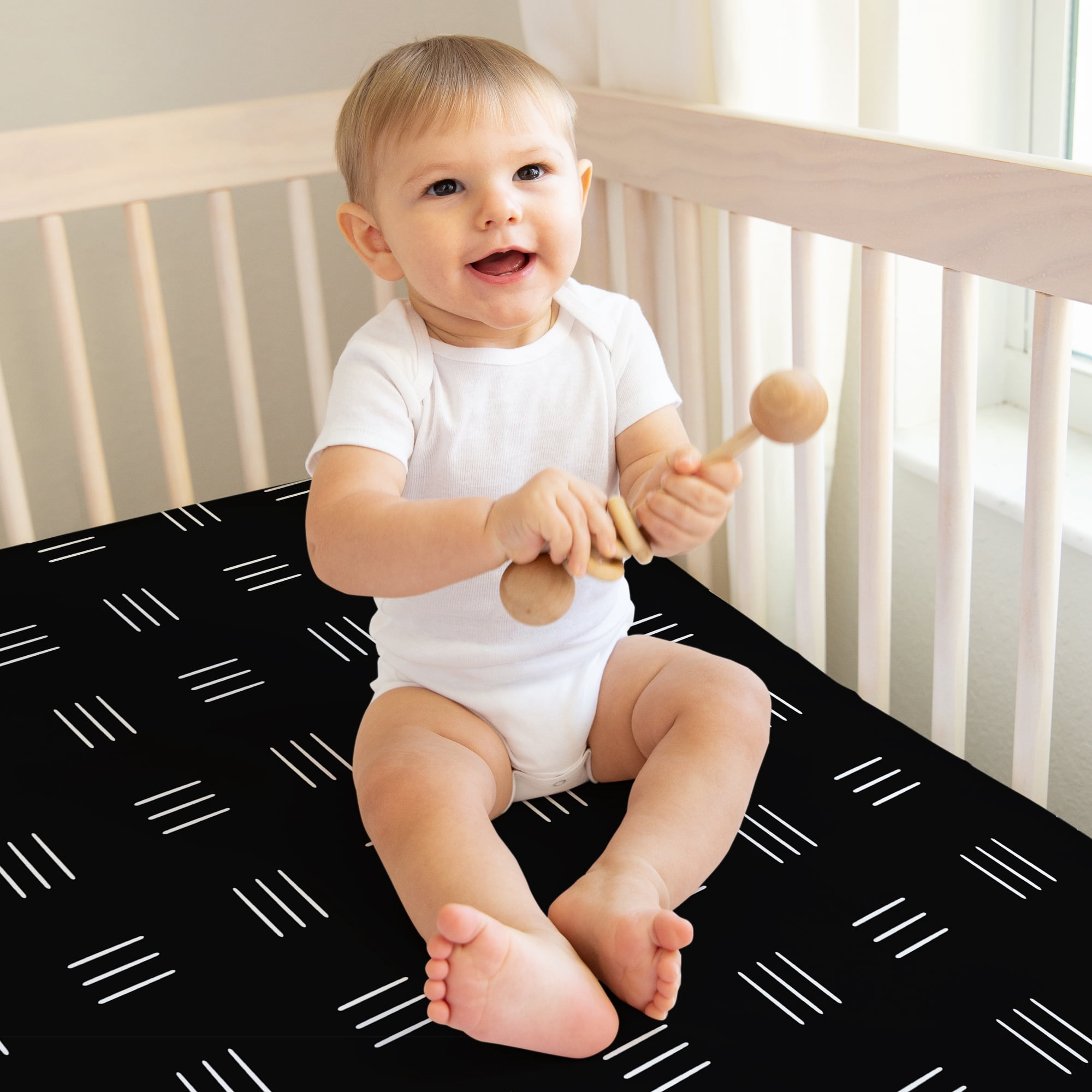 Sweet Jojo Designs Boho Hatch Black and White Fitted Crib Sheets 2 Piece Set
