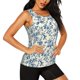 thumbnail image 2 of Balery Vintage Blue Floral Camiseta sin mangas estampada ligera para mujer, tops de entrenamiento sin mangas, camisetas de yoga transpirables de secado rápido.-Small, 2 of 7