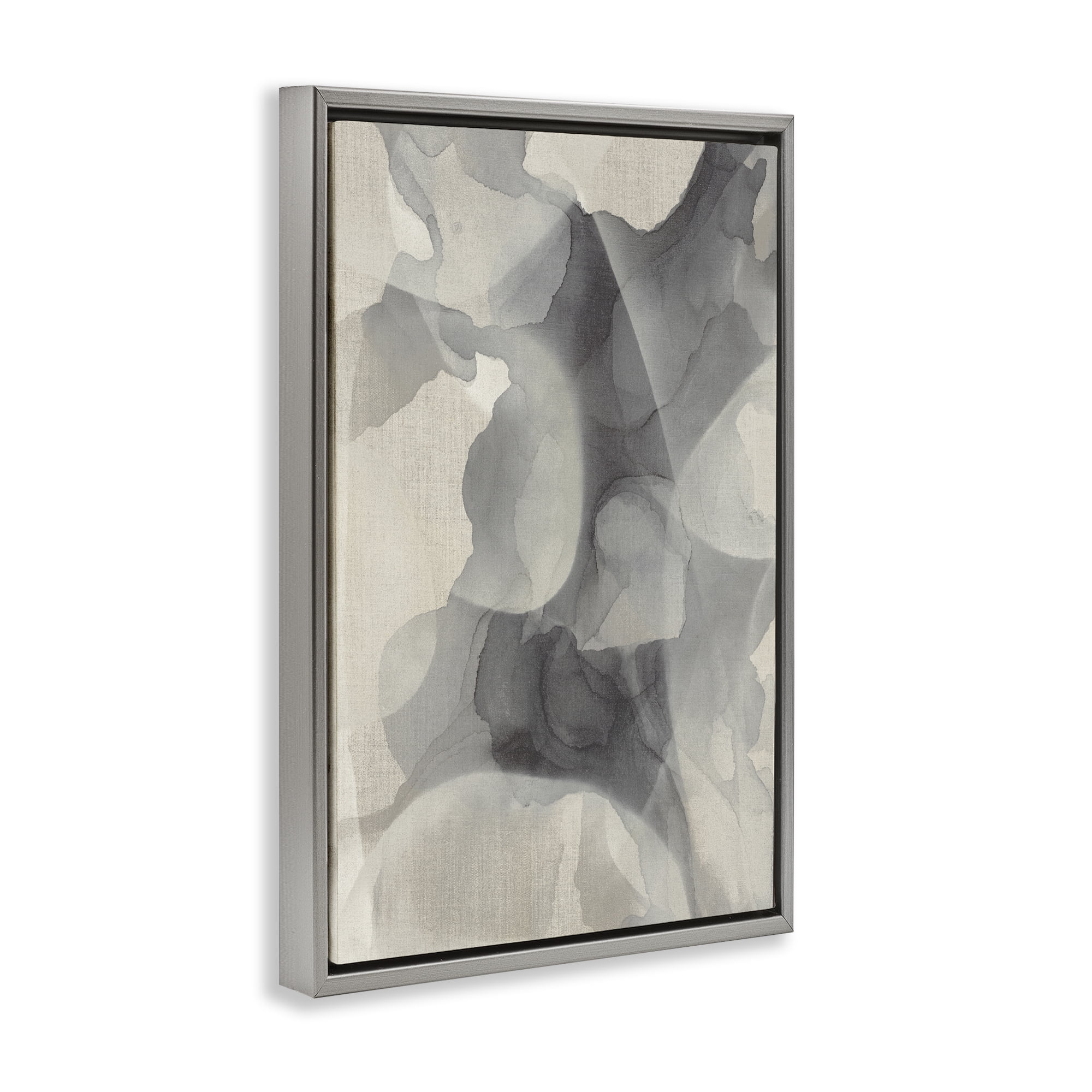 Stupell Industries Mottled Monochrome Abstract Gray Framed Floater Canvas Wall Art, design by Kippi Leonard