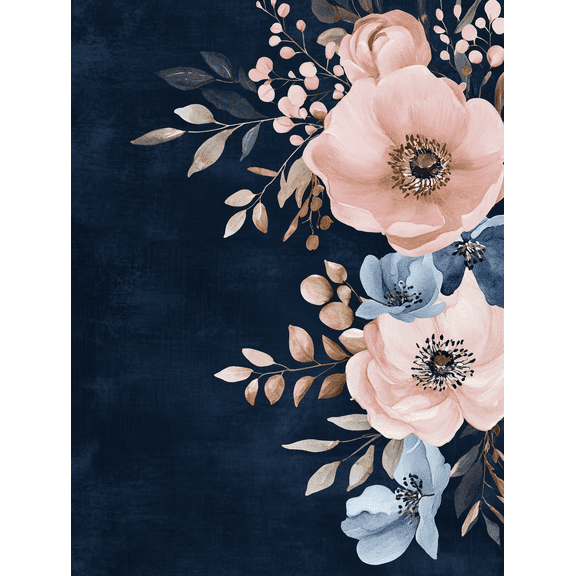 Blush Pink and Dusty Blue Floral Canvas Wall Art， Perfect for Living Room， Bedroom， Bathroom， Dining Room， and Office Decor.