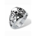 thumbnail image 2 of PalmBeach Jewelry Men's Openwork Skull Ring in Antiqued Stainless Steel Sizes 9-16, 2 of 5