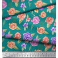 thumbnail image 3 of Soimoi Green polyester Crepe Fabric Flower & Leaves Watercolor Print Fabric by the Yard 52 Inch Wide, 3 of 3