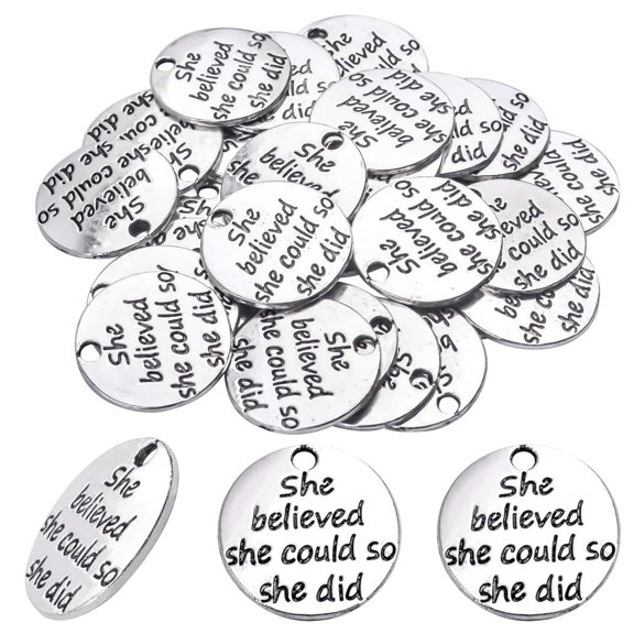Pack of 30 Alloy Inspirational Message Charm Pendants She believed she could so she did