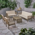 thumbnail image 2 of Noble House Carolina 5 Piece Outdoor Acacia Wood Conversation Set in Gray, 2 of 10