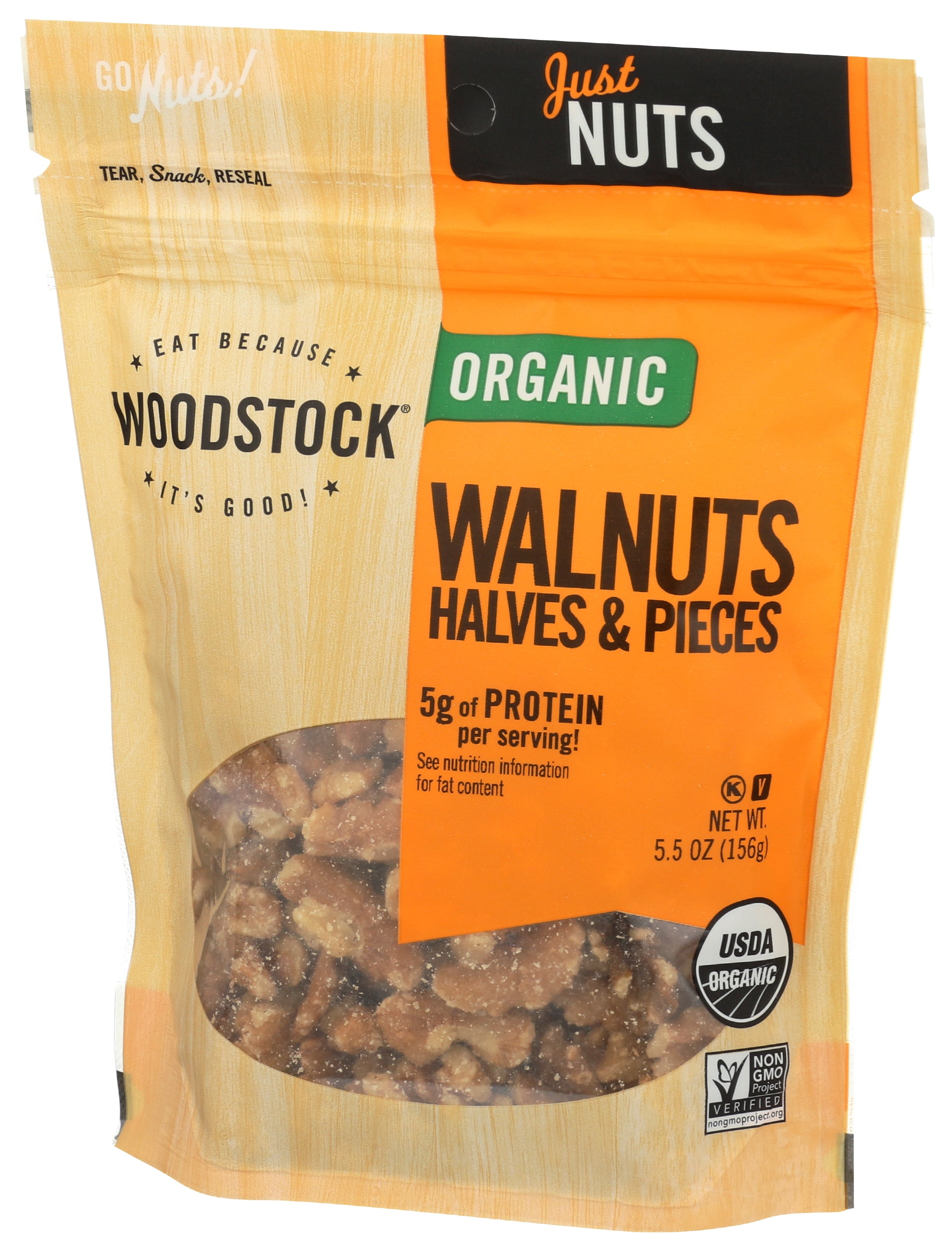Pack of 8, Woodstock Organic Walnuts Halves & Pieces, 5.5 oz