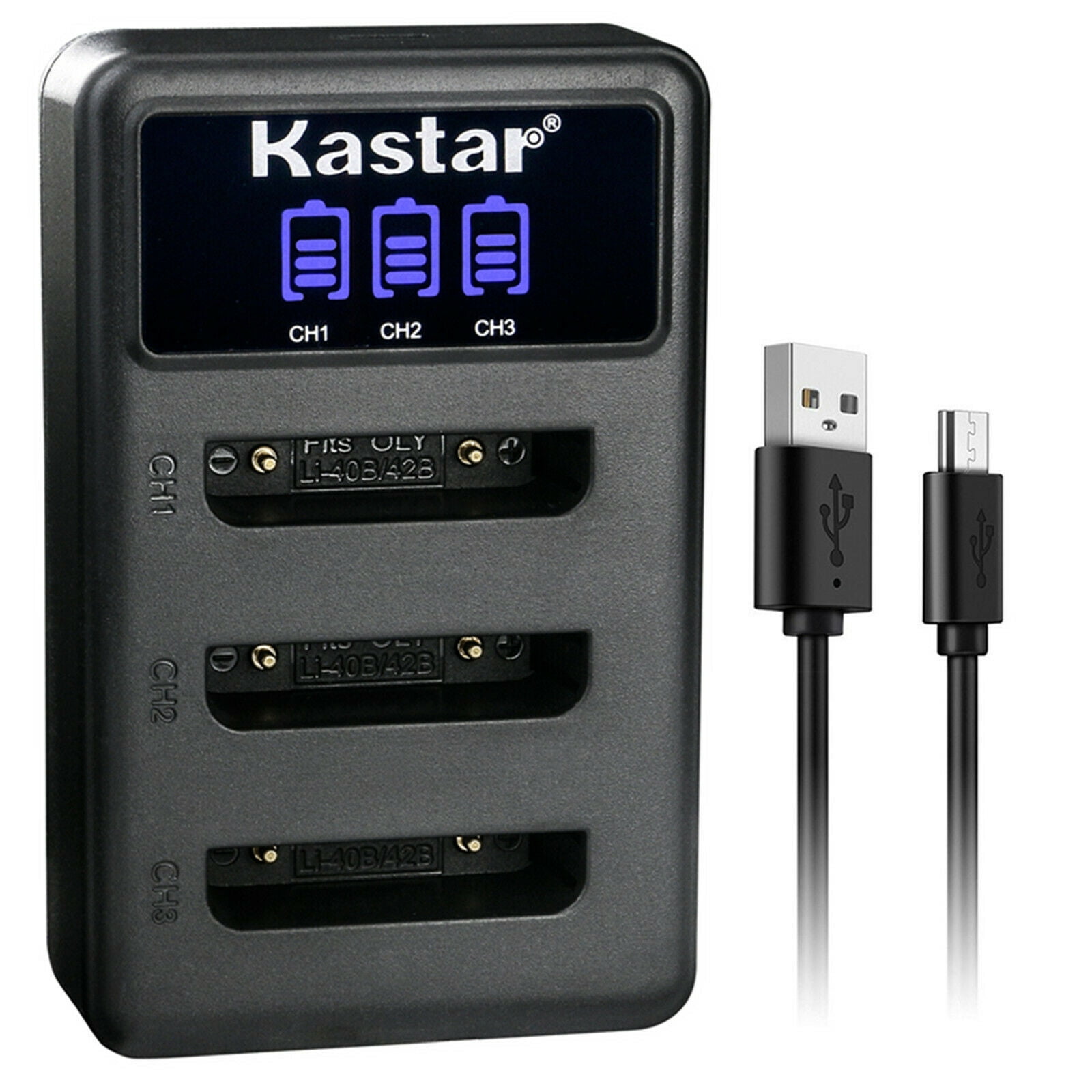G5WP J1250 J1455 Q1455 E1055W E1486TW E1410SW Kastar 2 Pack Battery and LCD Triple USB Charger Compatible with GE E1045W E1255W G3WP E1276W E1450W E1680W J1050 E1480W J1456W 