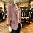 thumbnail image 6 of Ynynloco Women's Corduroy Blazers Jackets Dressy Casual Long Sleeve Lapel Fall Winter Professional Work Business Outerwear, 6 of 9