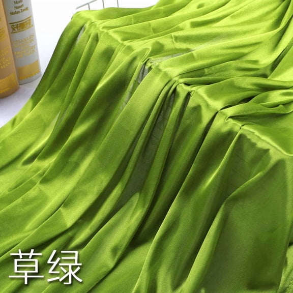 Xiao Hua Green silky glossy fabric -1 piece, 39.37 × 61.02 inch satin fabric, DIY crafts for bride's wedding dress, tablecloth and accessories project