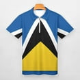 thumbnail image 3 of Saint Lucia Flag Men Zipper T-shirt Summer Casual Short Sleeve T-shirt Top, 3 of 7