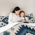 thumbnail image 5 of Feelyou Teens Retro Aztec Bedding Comforter Set, Tribal Western Fashion Twin Comforter Sets, Grey Blue Triangle Abstract Reversible Bedding Set, Ultra Soft Bedroom Decor, 2pcs, 5 of 8