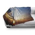 thumbnail image 3 of Clouds Soft Flannel Fleece Throw Blanket, Sky View with Sun Rays from the Bottom Mystic Illusions Vision Vibrant Scene Art, Cozy Plush for Indoor and Outdoor Use, 50" x 60", Orange Blue, by Ambesonne, 3 of 6