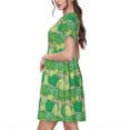 thumbnail image 2 of Rocae Crocodile And Bush for Dresses Summer Casual Ruffle Short Sleeve Cute Crew Neck Flowy Dress with Pockets, 2 of 6
