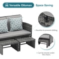 thumbnail image 4 of JOIVI Outdoor Loveseat Patio Furniture Rattan Conversation Set, with Ottoman, Pillows Included, Grey Wicker, Light Gray Cushions, 4 of 10