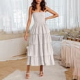 thumbnail image 2 of TAGOLD Womens Camis Sleeveless Dress Solid Color Ruffle Layered Tube Top Long Off Shoulder, 2 of 5