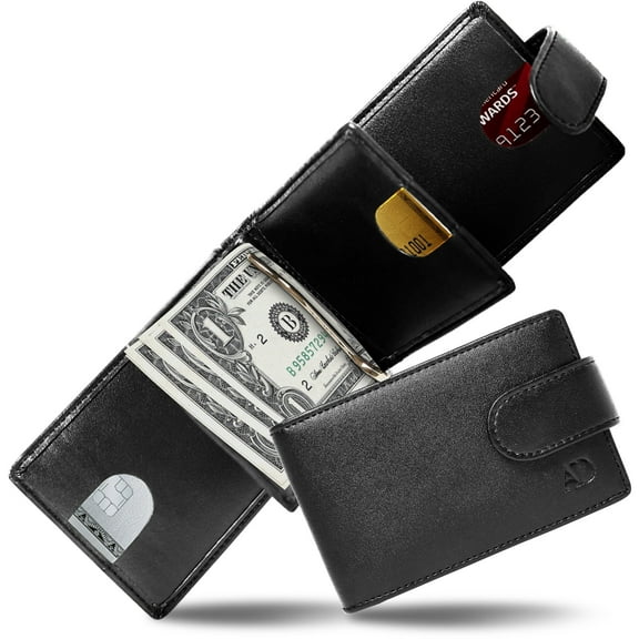 Bifold Wallets For Men With Removable Money Clip RFID - Vegan Leather Slim Mens Wallet With ID Window Front Pocket Wallet Gifts For Men