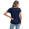 thumbnail image 3 of Blusas Elegantes e Informales para Mujer, Blusas de Trabajo, Camisas de Verano, Camisetas de Corta con Cuello Redondo, Trajes 2025, Azul Oscuro, Talla M, 3 of 8
