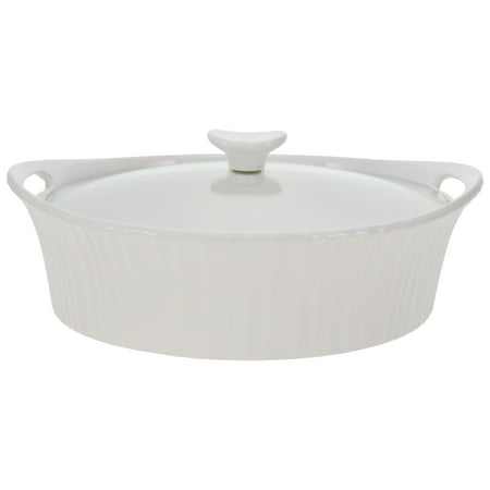 Corningware French White 2.5qt/2.35L Oval Ceramic Casserole Bakeware Dish and Glass Lid