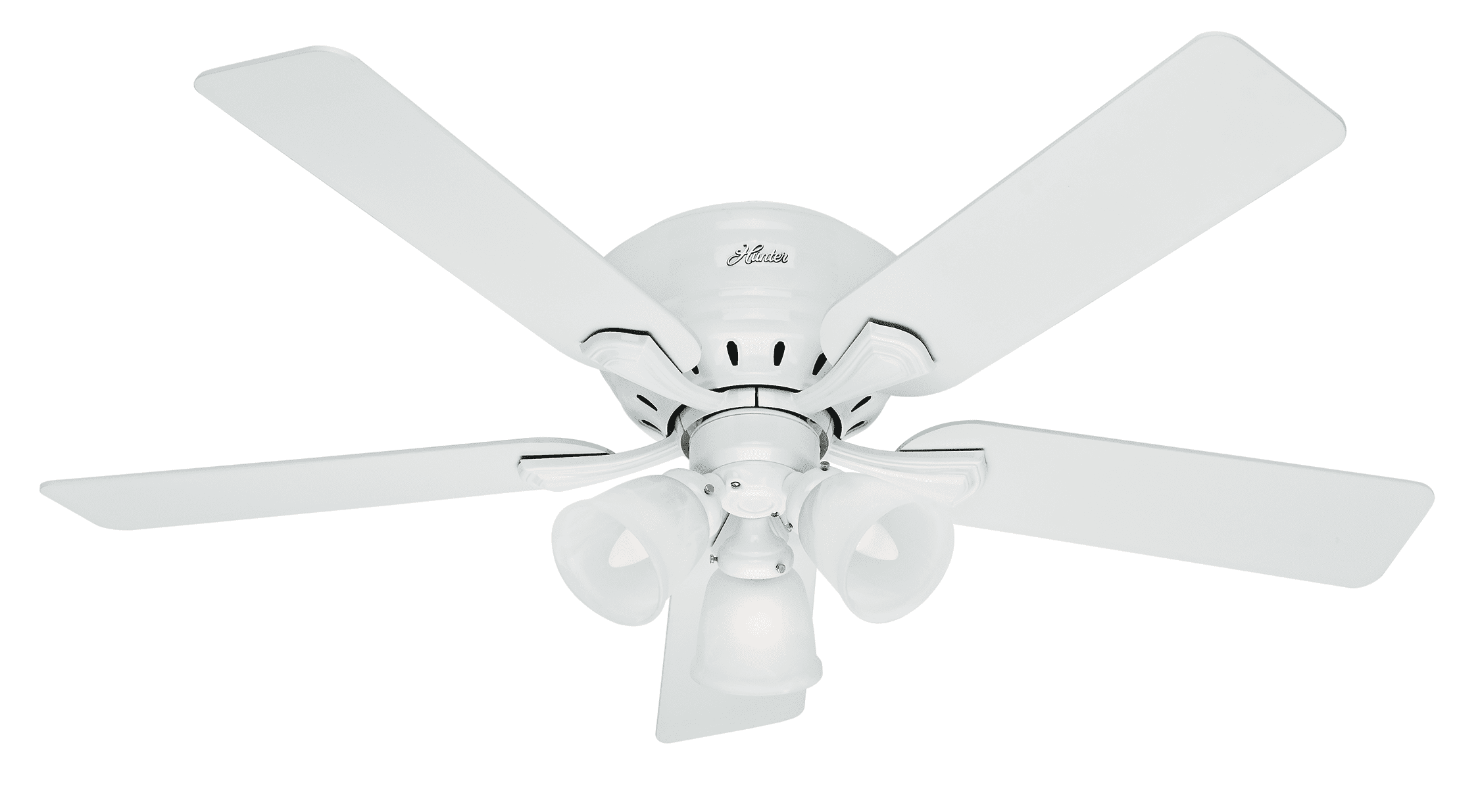 Hunter 52 Reinert Snow White Ceiling Fan With Light Kit And Pull Chain Walmart Com