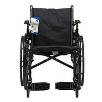 Dynarex DynaRide Series 3 Lite Wheelchair with Foot Rest, Padded Black Nylon Upholstery, and Weight Capacity of 300 Pounds, Silver Frame, 1 Wheelchair