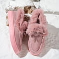 thumbnail image 2 of YOUYEDIAN Loafers for Women Winter Plush Slip On Versatile Round Toe Warm Casual Platform Fuzzy Flats Fashion Strap Deco Outdoor Walking Shoes, 2 of 5