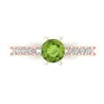 thumbnail image 2 of 1.05ct round cut green natural peridot 14k rose gold Bridal Wedding Engagement Promise Anniversary Ring for Women size 8.25, 2 of 7