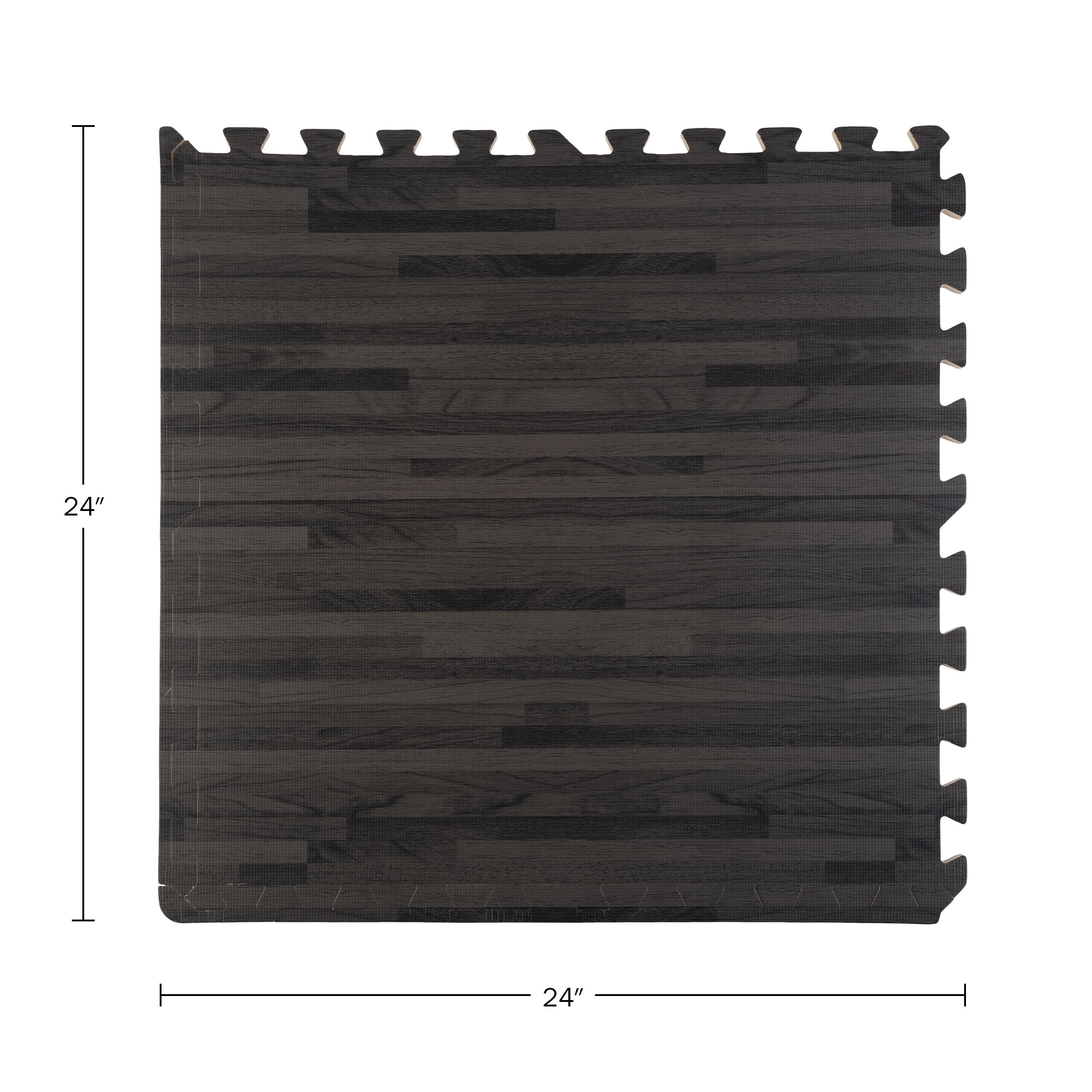 Stalwart Foam Floor Tiles 48sqft Wood Grain Black Interlocking Mats
