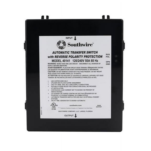 Southwire 40141001 50A Reverse Polarity Transfer Switch