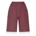 thumbnail image 5 of CheerKidz Women's Solid Color Capri Shorts Casual High Waist Summer Shorts with Pockets Elastic Waist Quick-Dry Home Pants(Wine,M), 5 of 6