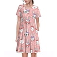 thumbnail image 1 of Balery Girl Rabbit Vestidos sueltos de manga corta para mujer, vestidos de verano 2025, vestidos casuales de corte A con vuelo., 1 of 6