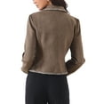 thumbnail image 3 of INSPIRE CHIC Dressy Casual Tweed Jacket for Women's Elegant Double Breasted Long Sleeve Crop Blazer L Brown, 3 of 5