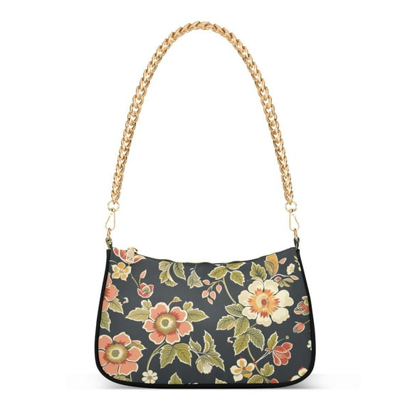 Flowers and LeavesWomen Small Shoulder Bag Crossbody Tote Hobo Bags Purse Clutch Handbags with Chain Strap for Women