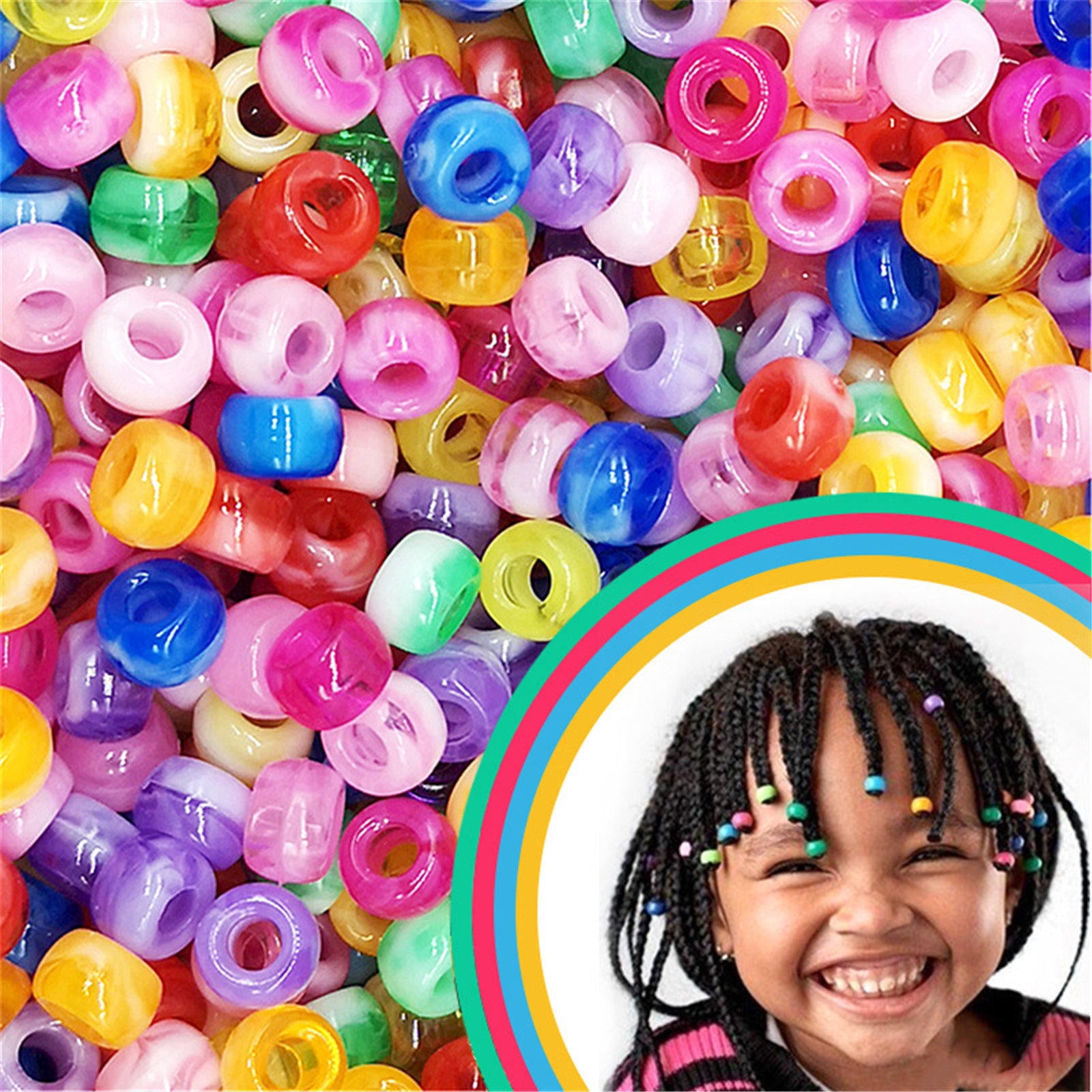 Yubnlvae Bracelets Beads Glitter Beads Hair Beads Craft Beads Children