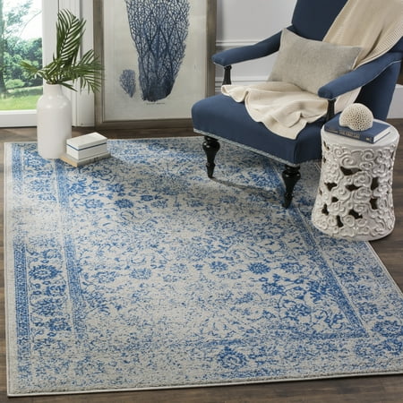 SAFAVIEH Adirondack Wyatt Traditional Distressed Area Rug, Grey/Blue, 5'1" x 7'6" - Transitional Modern Design, Grey & Blue, Ideal for Living Room, Bedroom, Dining Space