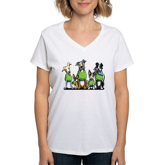 CafePress - Adopt Shelter Dogs T Shirt - Womens Cotton V-Neck T-shirt