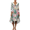 thumbnail image 4 of Lorytime 50s Cocktail Dresses for Women Christmas tree Plush V-Neck A Line Dress Long Sleeve Party Dresses, 4 of 5