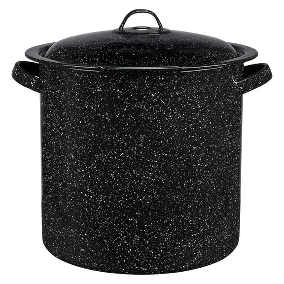 15.5 Qt Steamer with Lid. Enameled steel perfect for seafood, soups or sauces. 15.5 Quarts Stock Pot