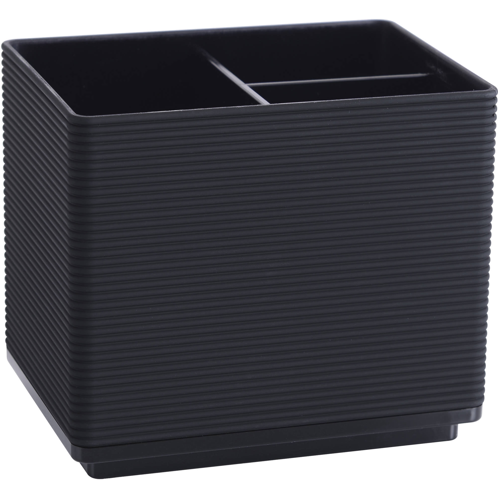 Mainstays Soft Touch Ribbed Plastic Organizer in Black with 3 Compartments