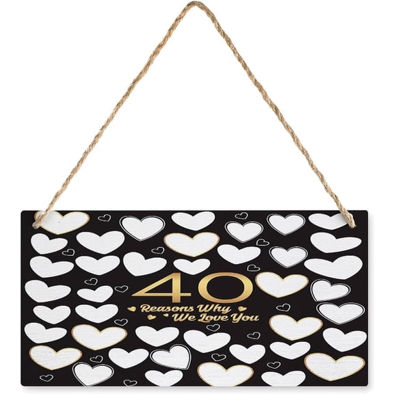 12x6 Inch 40 Reasons Why We Love You Hanging Rustic Family Signs Sign,40Th Birthday Decor Wood Sign Decor,40Th Birthday Gifts For Women Men,Great 40Th Anniversary Or 40Th Birthday Party Decor