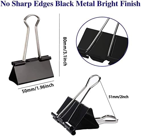 Large Binder Clips 2 Inch (72 Pack), Extra Large Binder Clips Big Paper Clamps Giant Clips for Office and Home Supplies, Black