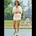 thumbnail image 4 of Conjunto Deportivo de Dos Piezas A Rayas para Mujer, Chándal Extragrande, Top y Pantalones Cortos con Bolsillos, Color Caqui, Talla S, 4 of 9