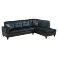 thumbnail image 2 of Hommoo Lint & PVC L-Shaped Sectional Couch and Sofa Set, Modern Living Room Furniture Set, Right Side, Dark Blue And Brown, 2 of 7