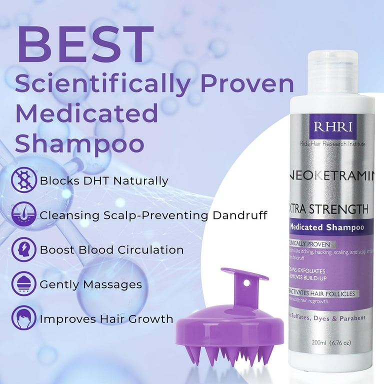 Anti-Fungal Medicated Shampoo & Brush Set - Dandruff, Dry Scalp