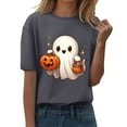 thumbnail image 2 of T-Shirt à Manches Courtes pour Femmes Seductiva Liquidation T-Shirt d'Halloween Femmes Manches Courtes Graphique Col Rond Hauts Imprimé Citrouille Décontracté Automne Automne Chandails 2025, 2 of 4