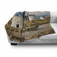 thumbnail image 3 of Windmill Soft Flannel Fleece Throw Blanket, Medieval Spain Windmills in Consuegra Old Historical Landmark, Cozy Plush for Indoor and Outdoor Use, 70" x 90", Blue White Pale Brown, by Ambesonne, 3 of 6