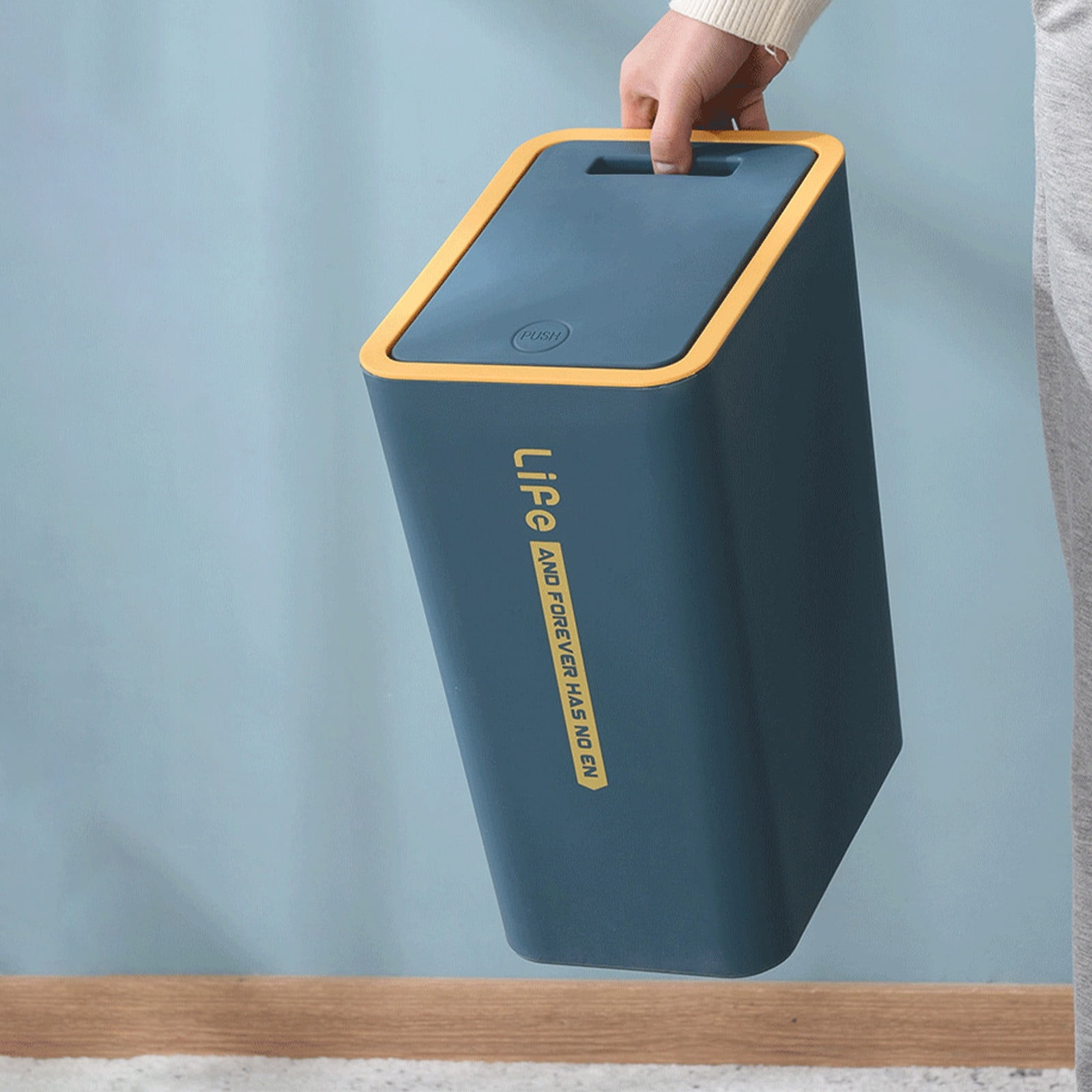 Gnmfd 4-Gallon Clip Lid Trash Can, Compact Press Top Waste Bin for Bathroom Bedroom Kitchen Toilet, Slim Garbage Container for Small Spaces Under Sink Cabinet, Home Office Organization
