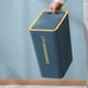 thumbnail image 4 of Bote de basura de 4 galones con tapa a presión y clip | Contenedor de basura rectangular delgado de plástico para baño, cocina y oficina | Papelera azul oscuro, 4 of 6