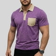thumbnail image 2 of FRSASU Men's Short Sleeve Polo Shirts Casual Summer Button Basic Shirt Classic Golf Stylish Tops with Pocket Purple, 2 of 6